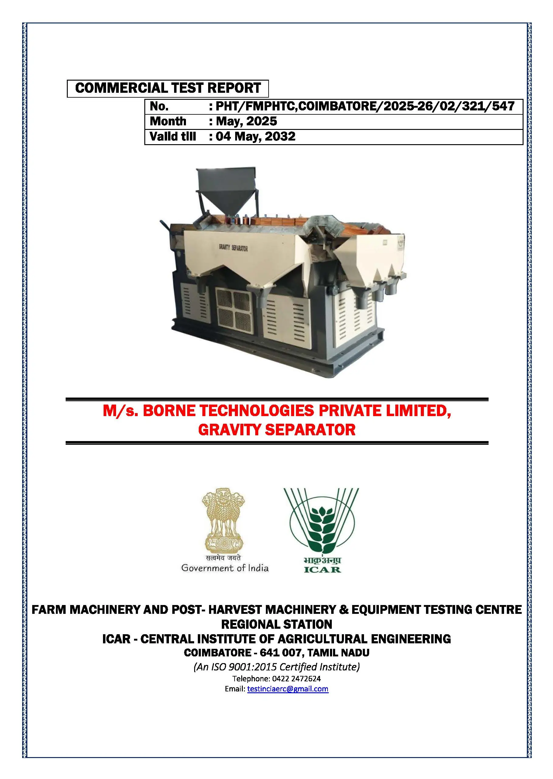 ICAR Certificate